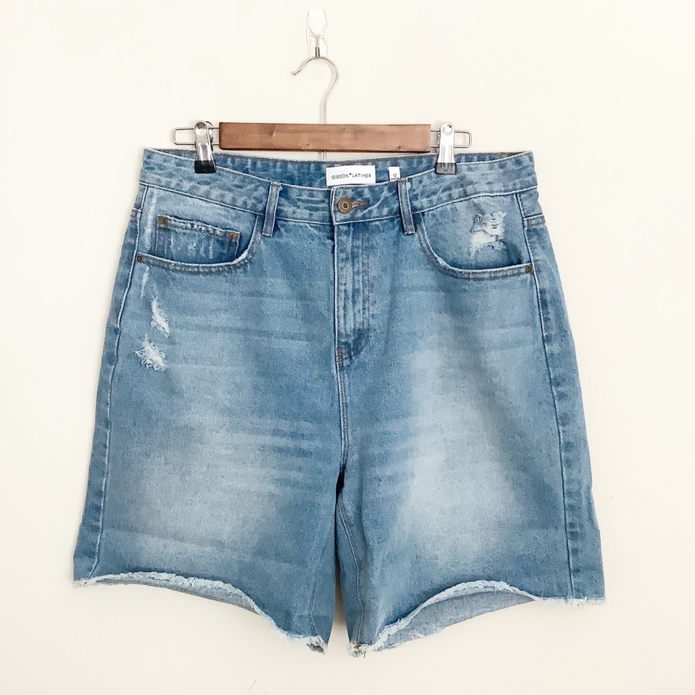 Gibson Latimer Raw Hem Distressed Jean Denim Bermuda Modest Shorts 12